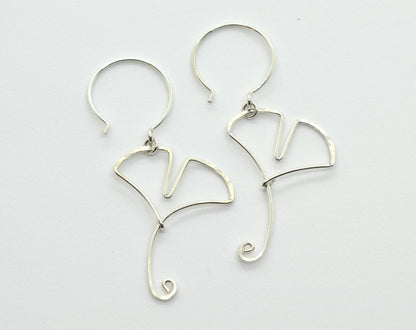 Ginkgo Leaf Silver Earrings - Cloverleaf Jewelry