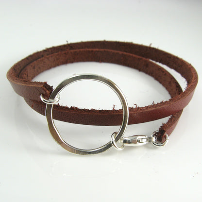 Halo Circle Leather Wrap Bracelet - Cloverleaf Jewelry