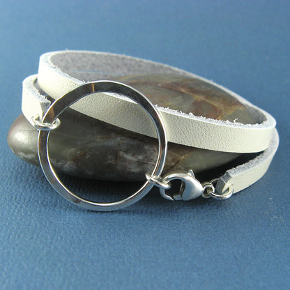 Halo Circle Leather Wrap Bracelet - Cloverleaf Jewelry