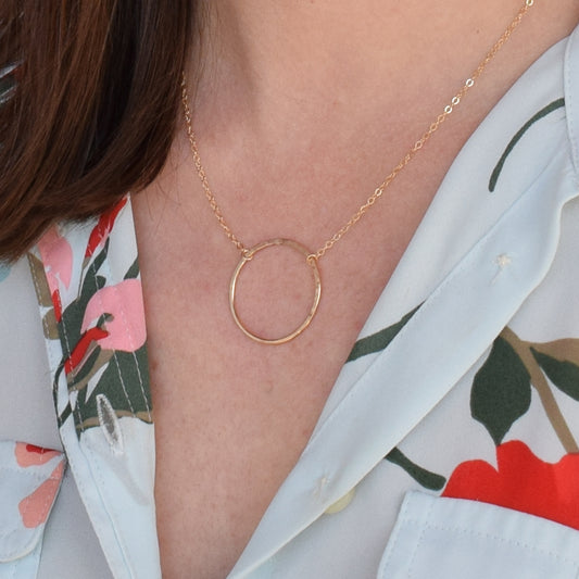 Halo Gold Circle Necklace