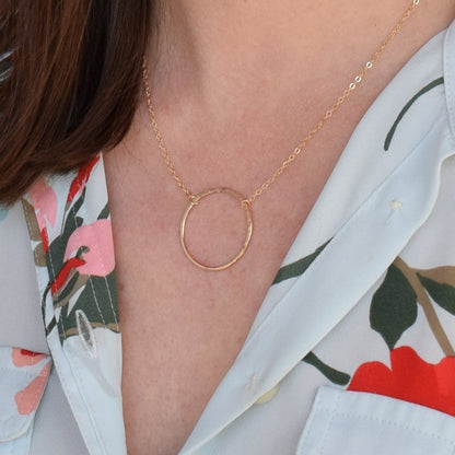 Halo Gold Circle Necklace - Cloverleaf Jewelry