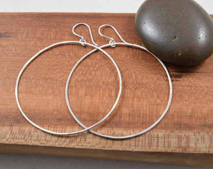 Halo Silver Hoop Earrings, Large - Cloverleaf Jewelry