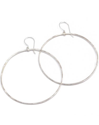 Halo Silver Hoop Earrings, Large - Cloverleaf Jewelry