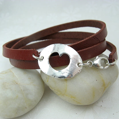 Hole Hearted Leather Wrap Bracelet - Cloverleaf Jewelry