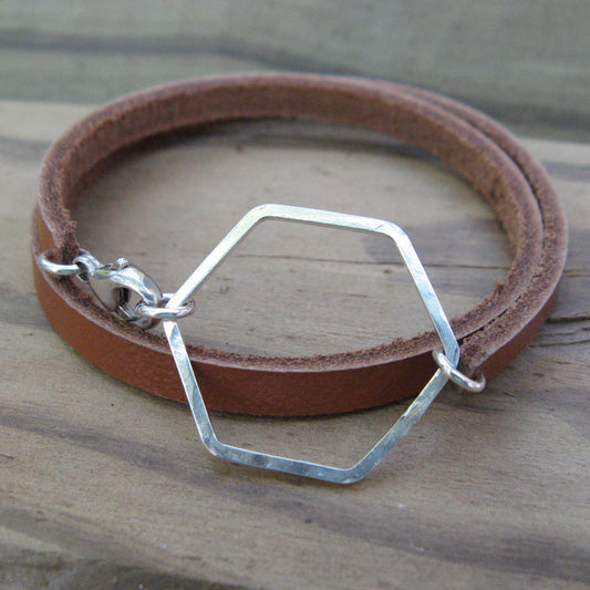 Honeycomb Leather Wrap Bracelet