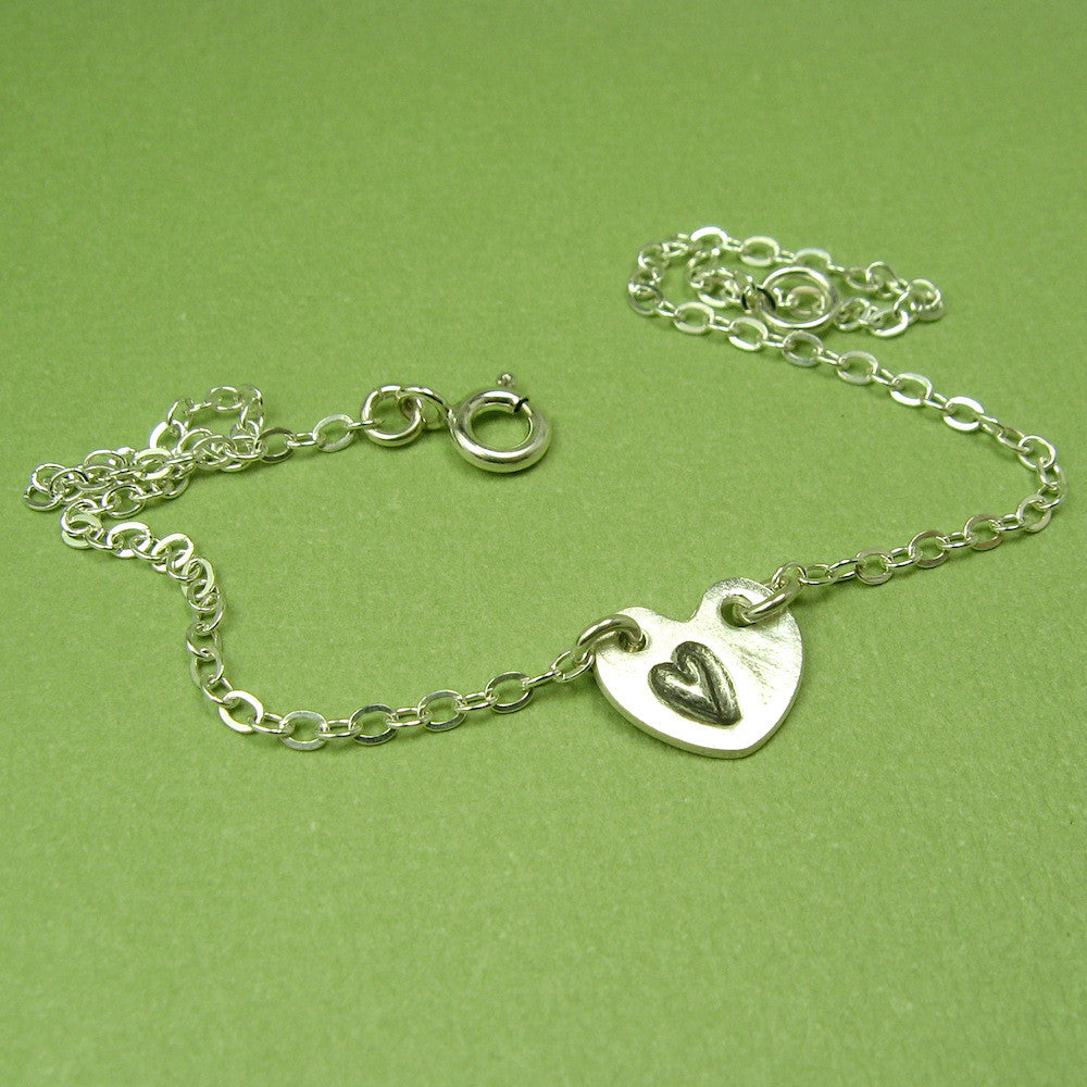 Heart in a Heart Silver Anklet - Cloverleaf Jewelry
