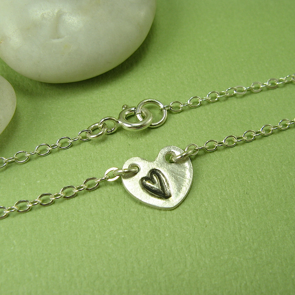 Heart in a Heart Silver Anklet - Cloverleaf Jewelry
