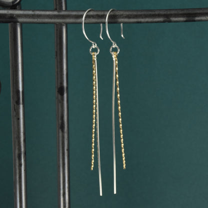 Icicles Silver and Gold Earrings - Cloverleaf Jewelry