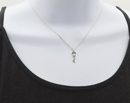 Silver Heart Key Charm Necklace - Cloverleaf Jewelry