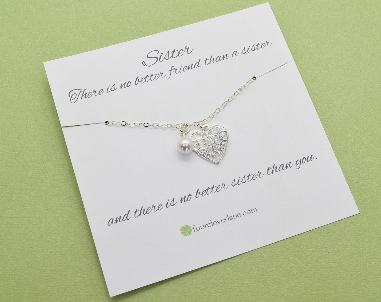 Silver Lace Heart Charm Necklace