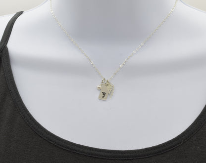 Sterling Silver Baby Foot Charm Necklace with Angel Wing - Cloverleaf Jewelry