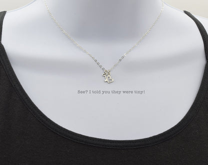 Silver Tiny Heart and Key Charm Necklace - Cloverleaf Jewelry