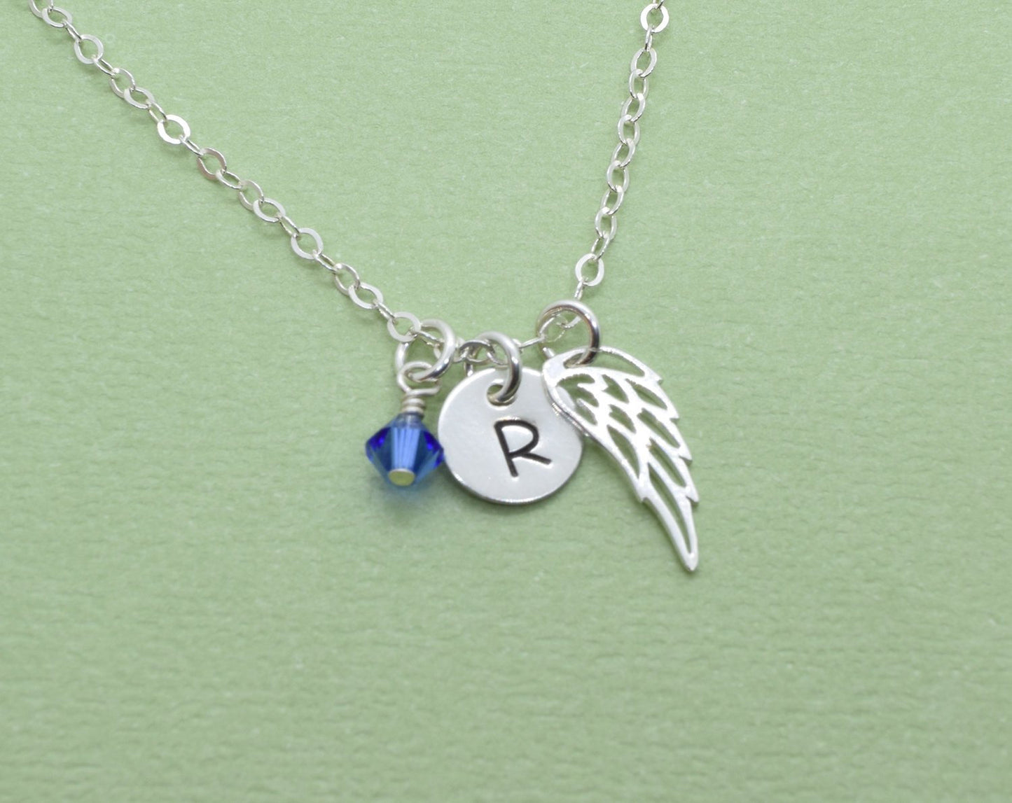 Sterling Silver Memory Charm Necklace with Angel Wing