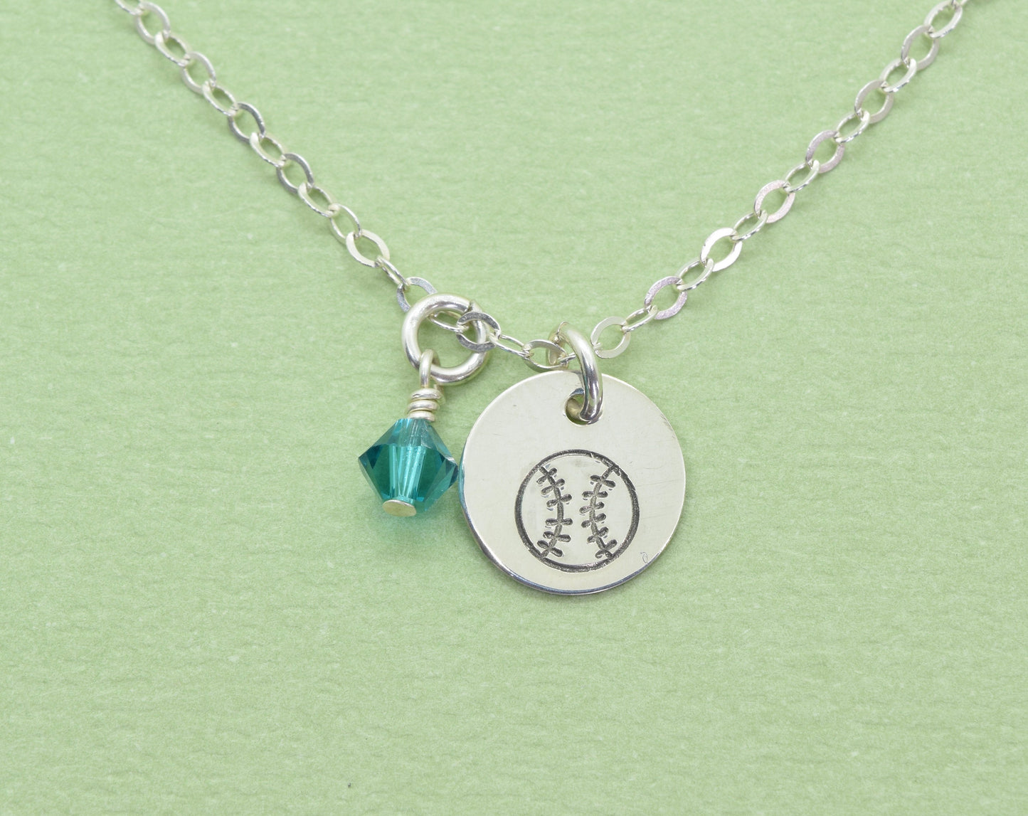 Silver Softball or Baseball Charm Necklace