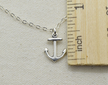 Sterling Silver Anchor Charm Necklace - Cloverleaf Jewelry