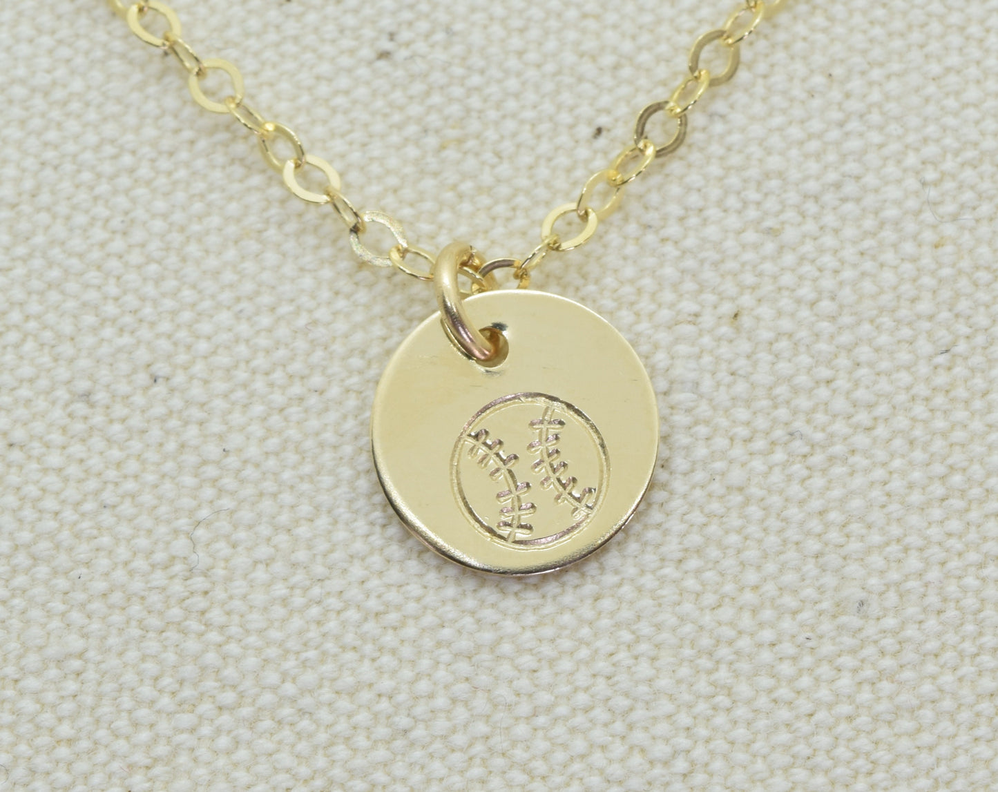 Gold Filled Softball Charm Necklace, Baseball Pendant, Sports Team Gift, Sports Mom Gift, Add Birthstone or Team Colors