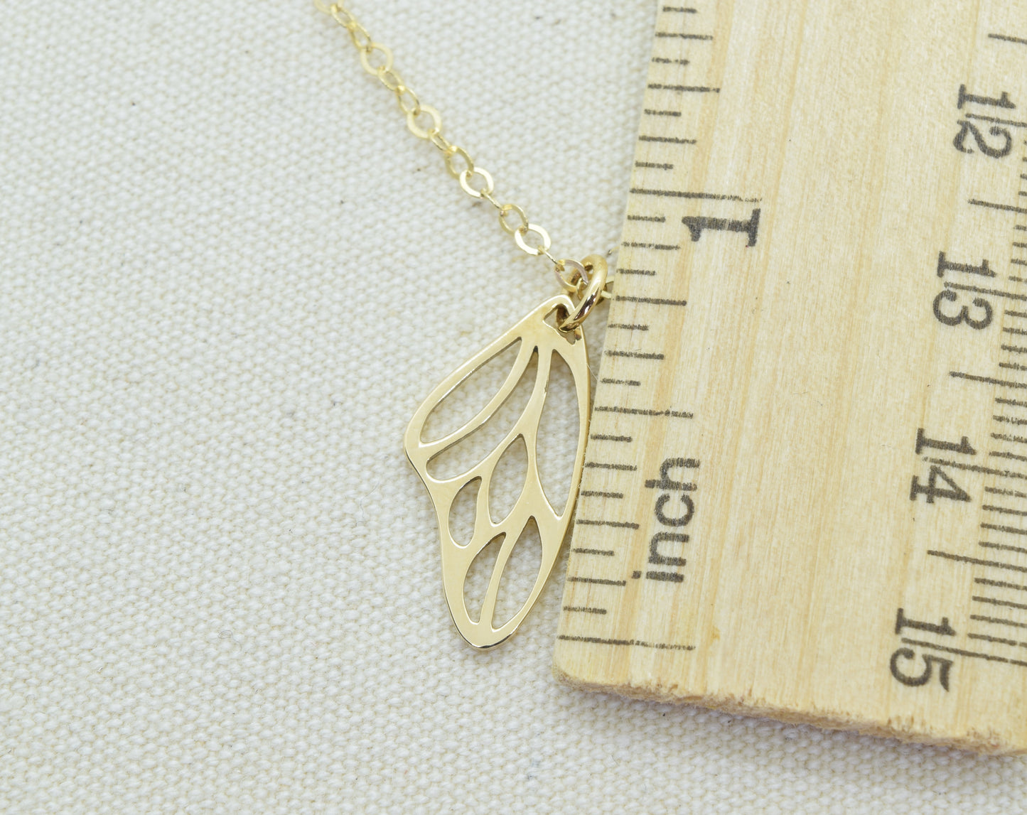 Gold Butterfly Wing Charm Necklace