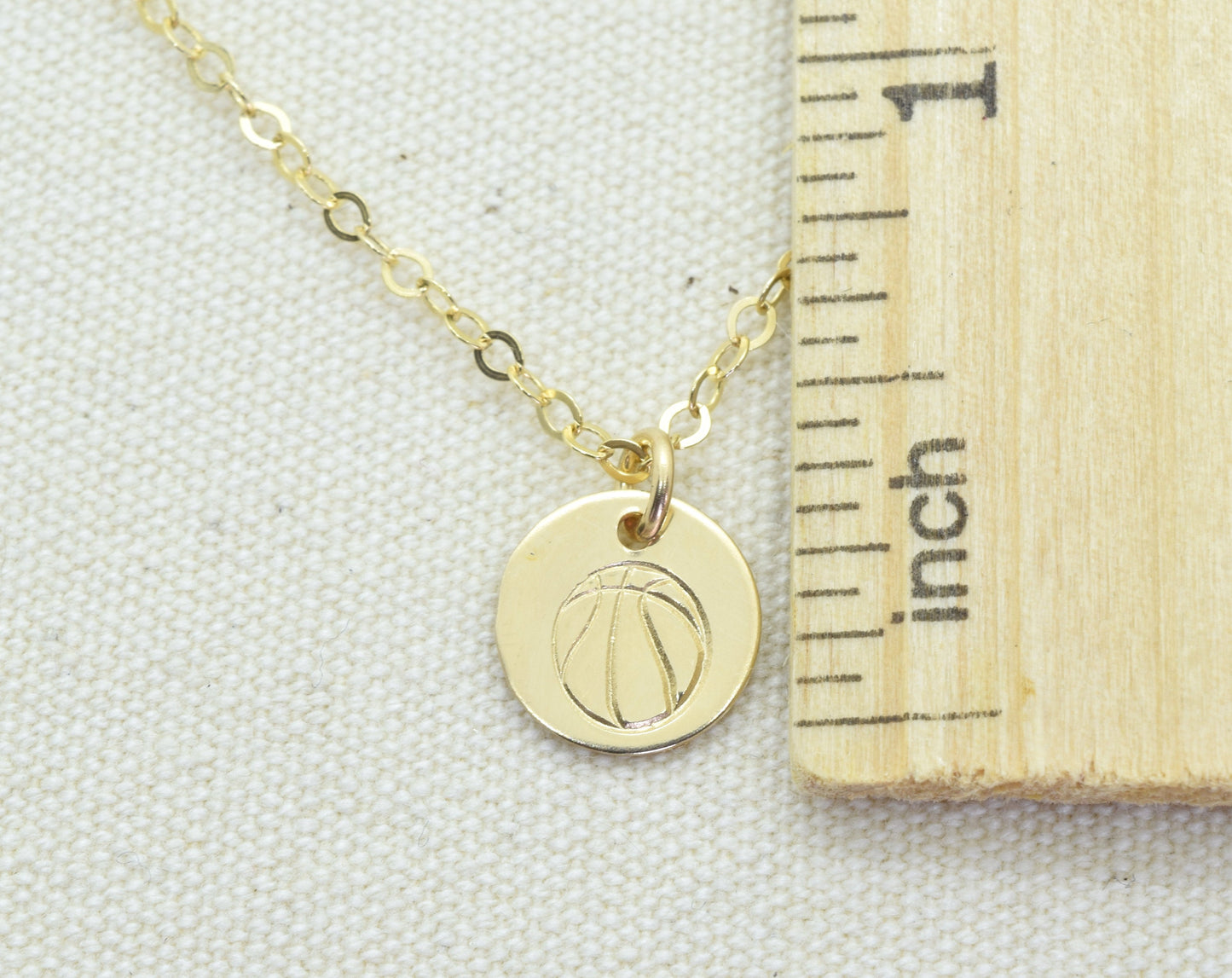 Gold Filled Basketball Charm Necklace