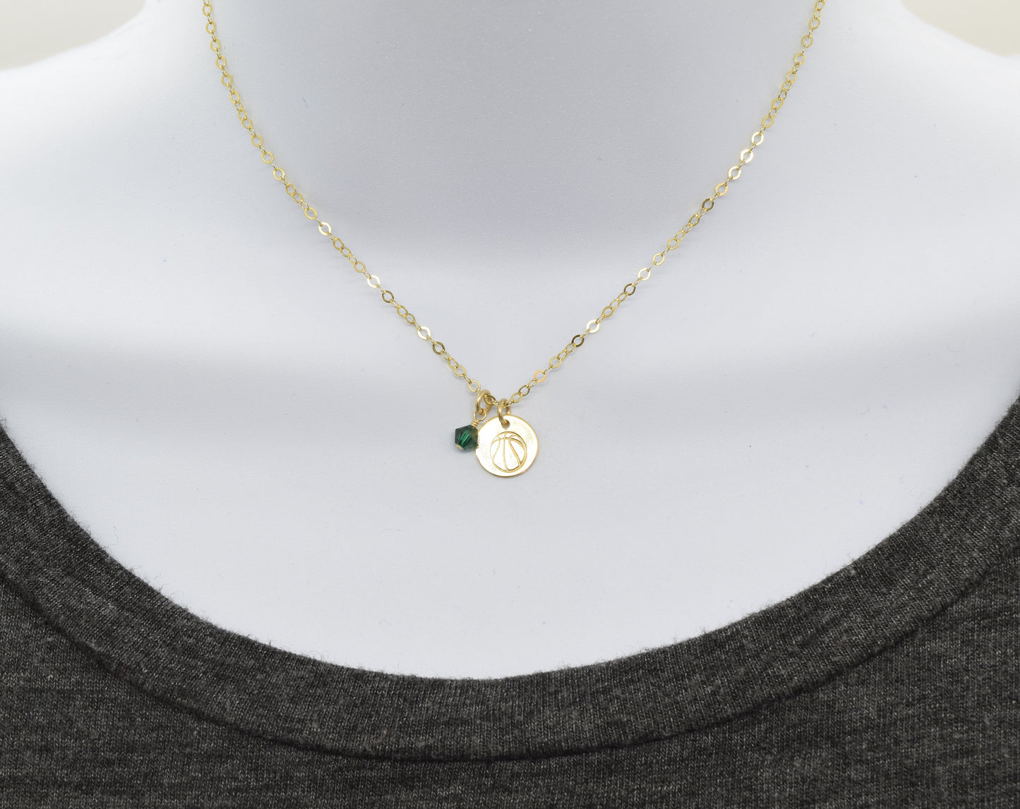 Gold Filled Basketball Charm Necklace