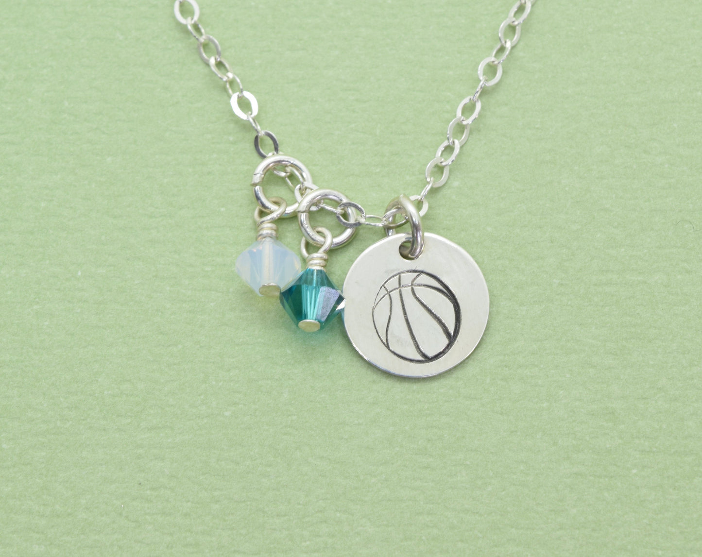 Sterling Silver Basketball Charm Necklace