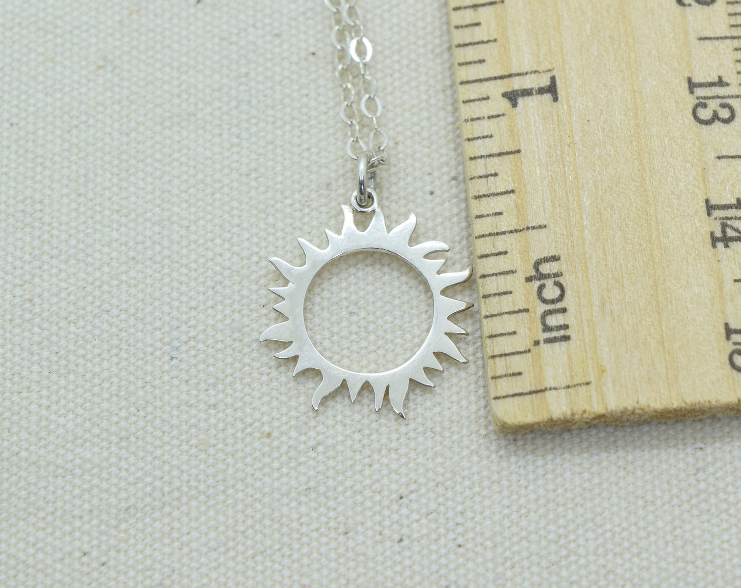 Sterling Silver Eclipse Necklace, Solar Eclipse Pendant, Dainty Sun Necklace, Birthday Gift, Gift of Hope, Open Sun Charm