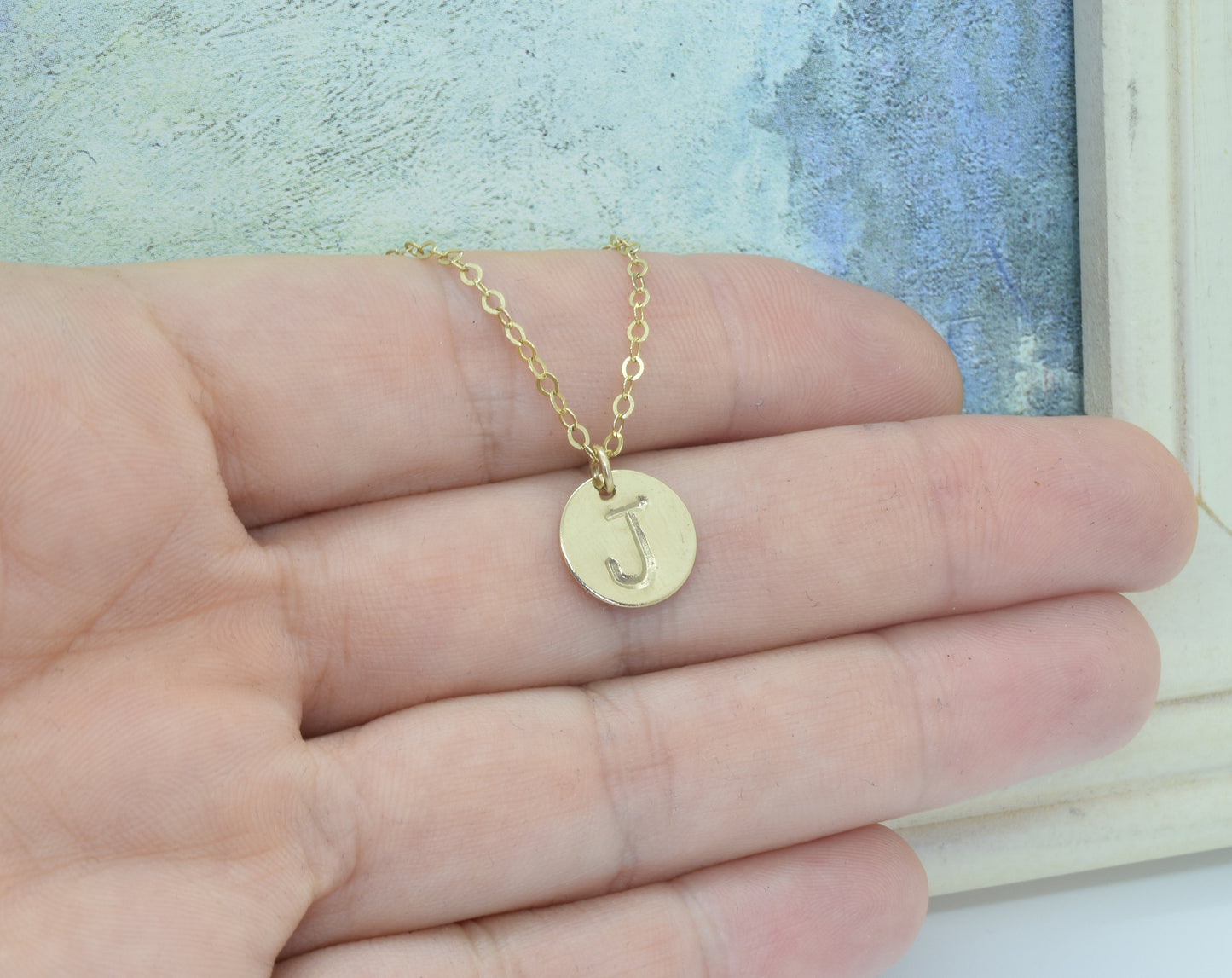 Gold Large Initial Necklace with Birthstone Crystal