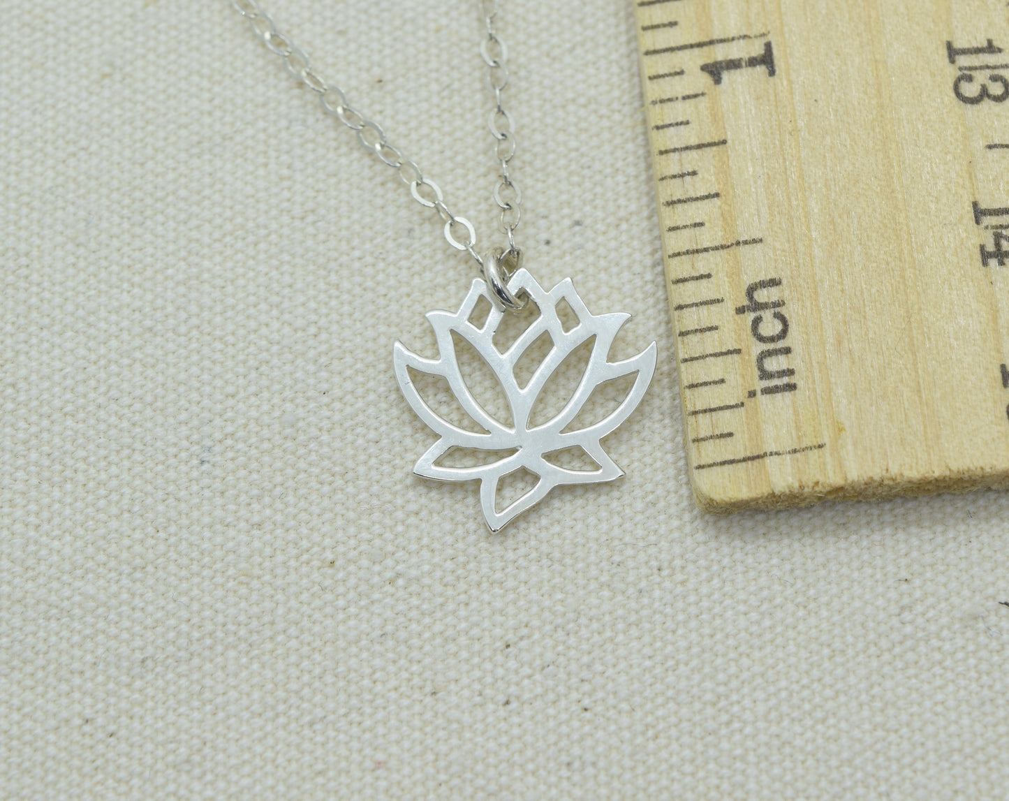 Sterling Silver Lotus Flower Charm Necklace, Yoga Pendant, Lotus Flower Pendant, Best Friend Gift, Gift for Mom or Aunt