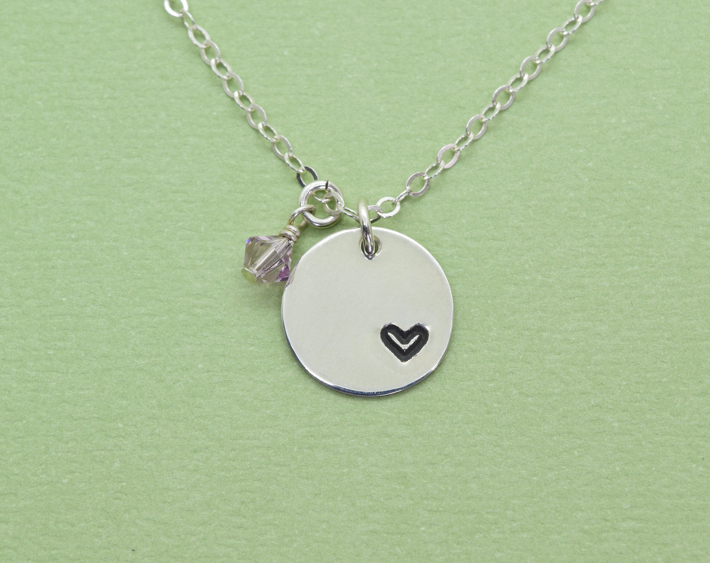 Silver Tiny Heart in a Circle Charm Necklace