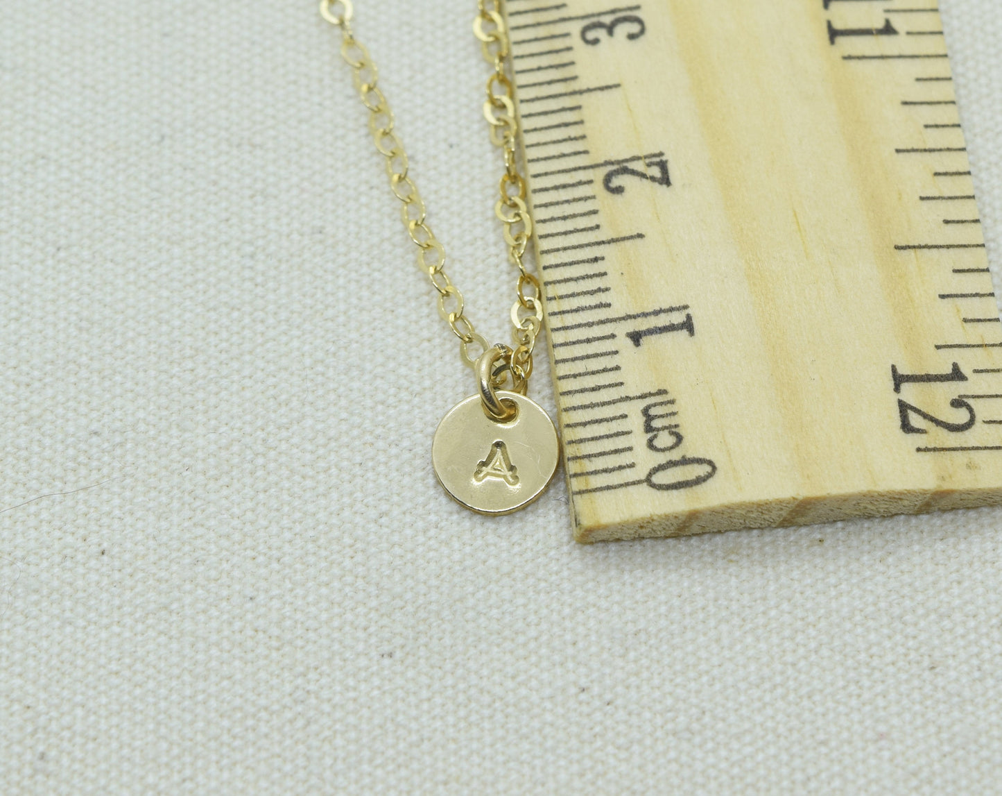 Tiny Gold Initial Necklace with Birthstone Crystal