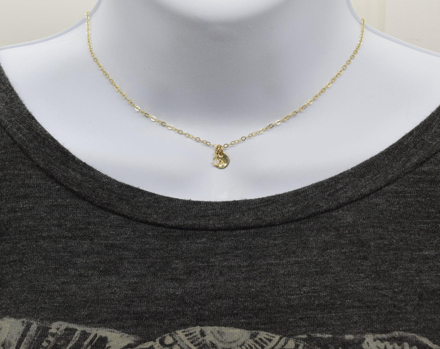 Tiny Gold Initial Necklace with Birthstone Crystal