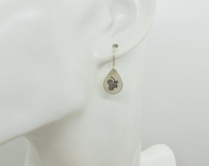 Sterling Silver Swirl Teardrop Earrings, Curlicue Earrings, Dainty Drop Earrings, Short Delicate and Lightweight