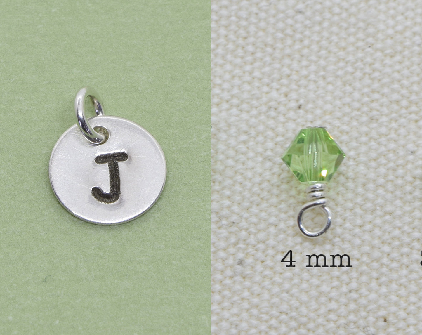 SILVER ADD ON Letter and Crystal Combo, Add initial and birthstone to any necklace