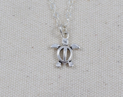 Sterling Silver Tiny Sea Turtle Charm Necklace - Cloverleaf Jewelry