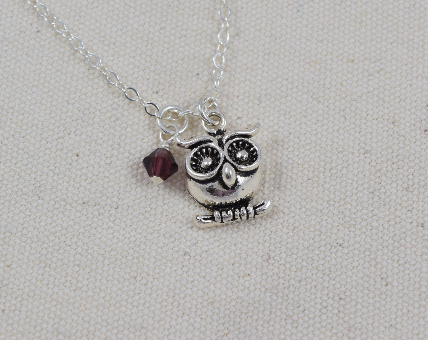 Sterling Silver Owl Charm Necklace