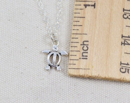 Sterling Silver Tiny Sea Turtle Charm Necklace - Cloverleaf Jewelry