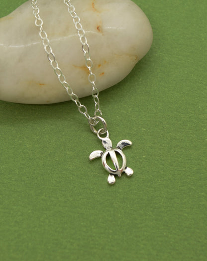 Sterling Silver Tiny Sea Turtle Charm Necklace - Cloverleaf Jewelry