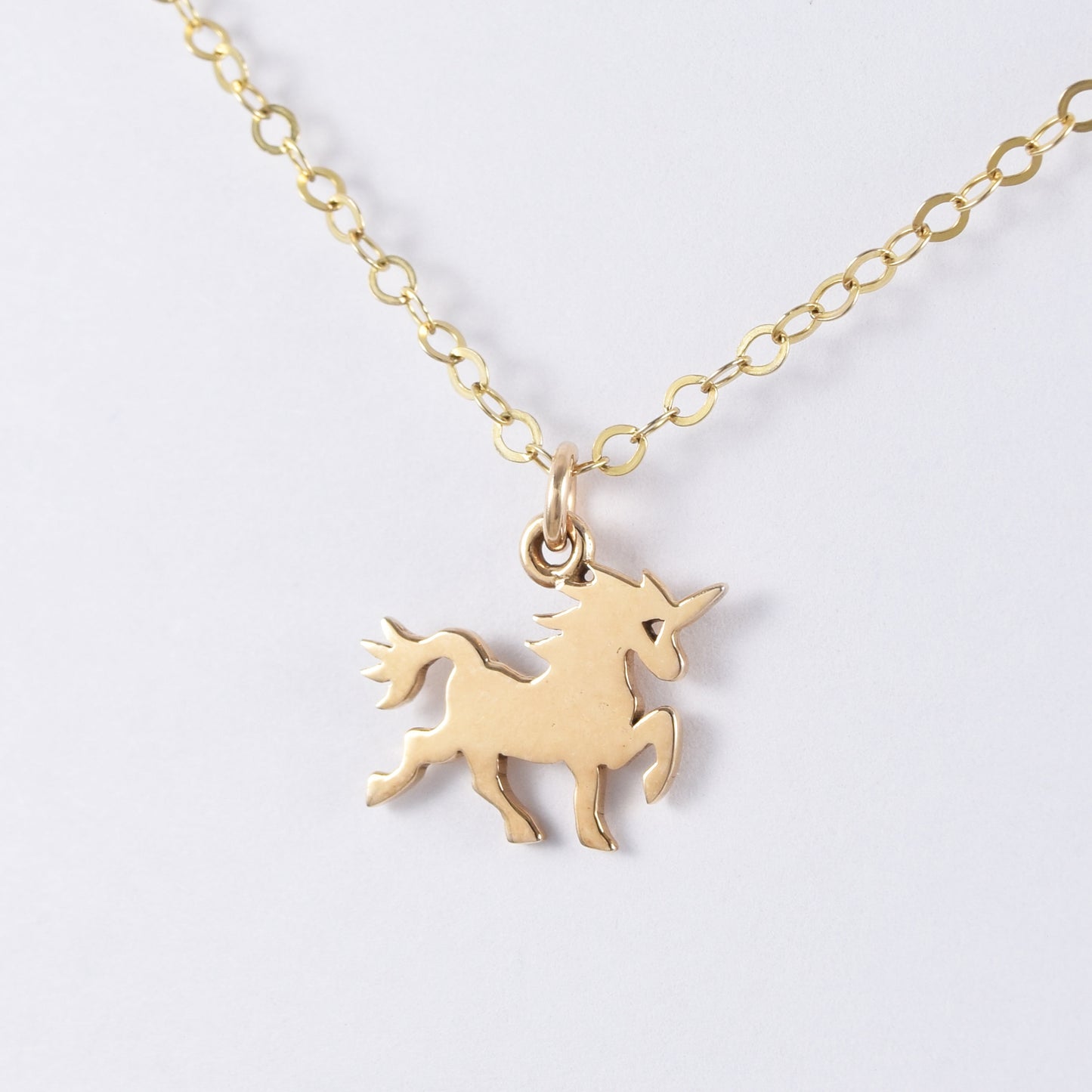 Gold Unicorn Charm Necklace, Fantasy Pendant, Gift for Tween Daughter, Present for Friend, Gift for Girl