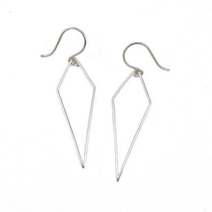 Sterling Silver Open Diamond Shaped Earrings, Dainty Drop Earrings, Delicate and Lightweight