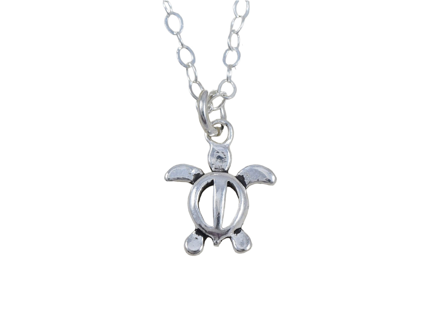 Sterling Silver Tiny Sea Turtle Charm Necklace