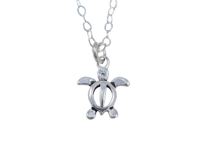 Sterling Silver Tiny Sea Turtle Charm Necklace - Cloverleaf Jewelry
