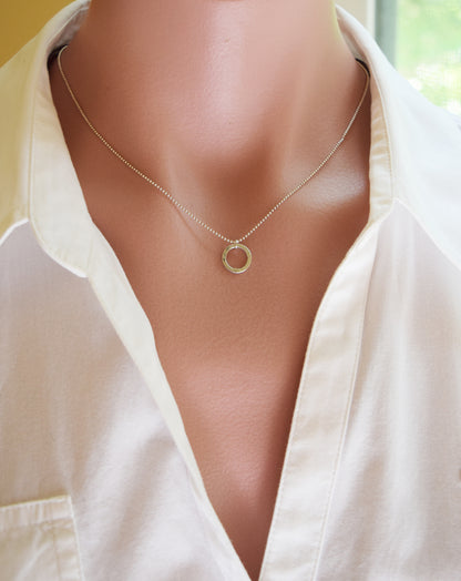 Joy Tiny Silver Hammered Circle Necklace - Cloverleaf Jewelry
