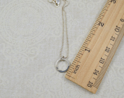 Joy Tiny Silver Hammered Circle Necklace - Cloverleaf Jewelry