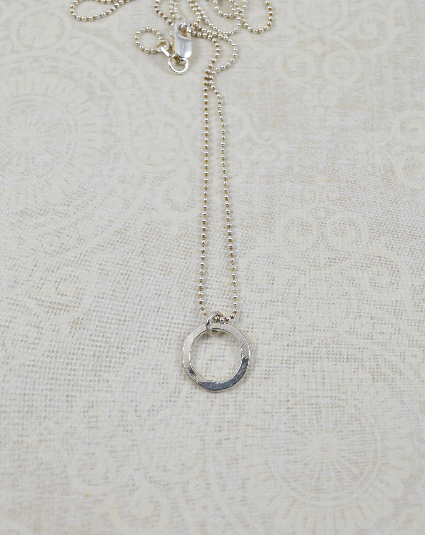 Joy Tiny Silver Hammered Circle Necklace