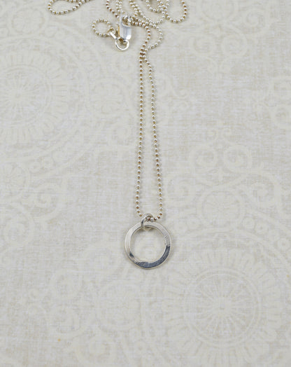 Joy Tiny Silver Hammered Circle Necklace - Cloverleaf Jewelry