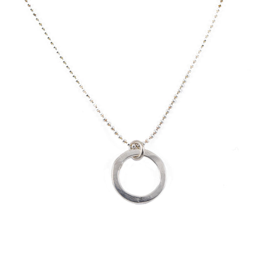 Joy Tiny Silver Hammered Circle Necklace