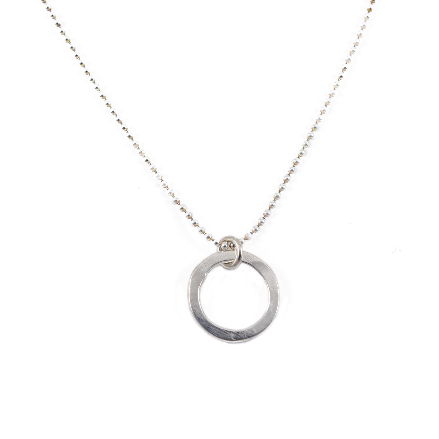 Joy Tiny Silver Hammered Circle Necklace