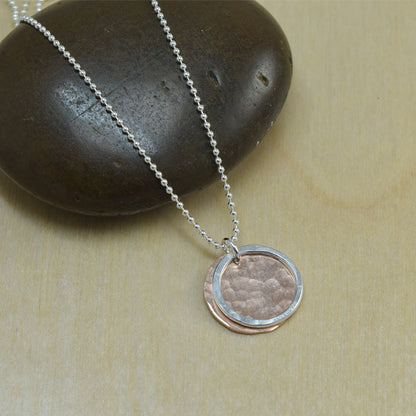 Kinetic Silver and Rose Gold Necklace - Cloverleaf Jewelry