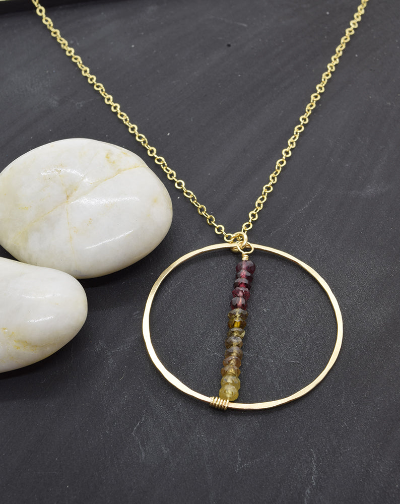 Lyra Gold Gemstone Necklace, Tunduru Sapphire