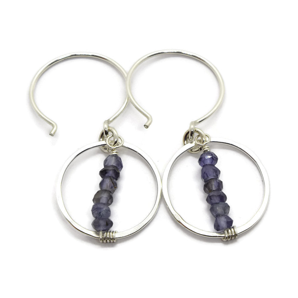 Lyra Silver Gemstone Earrings, Iolite - Cloverleaf Jewelry