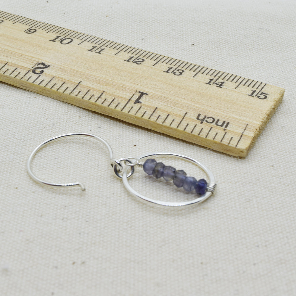 Lyra Silver Gemstone Earrings, Iolite - Cloverleaf Jewelry